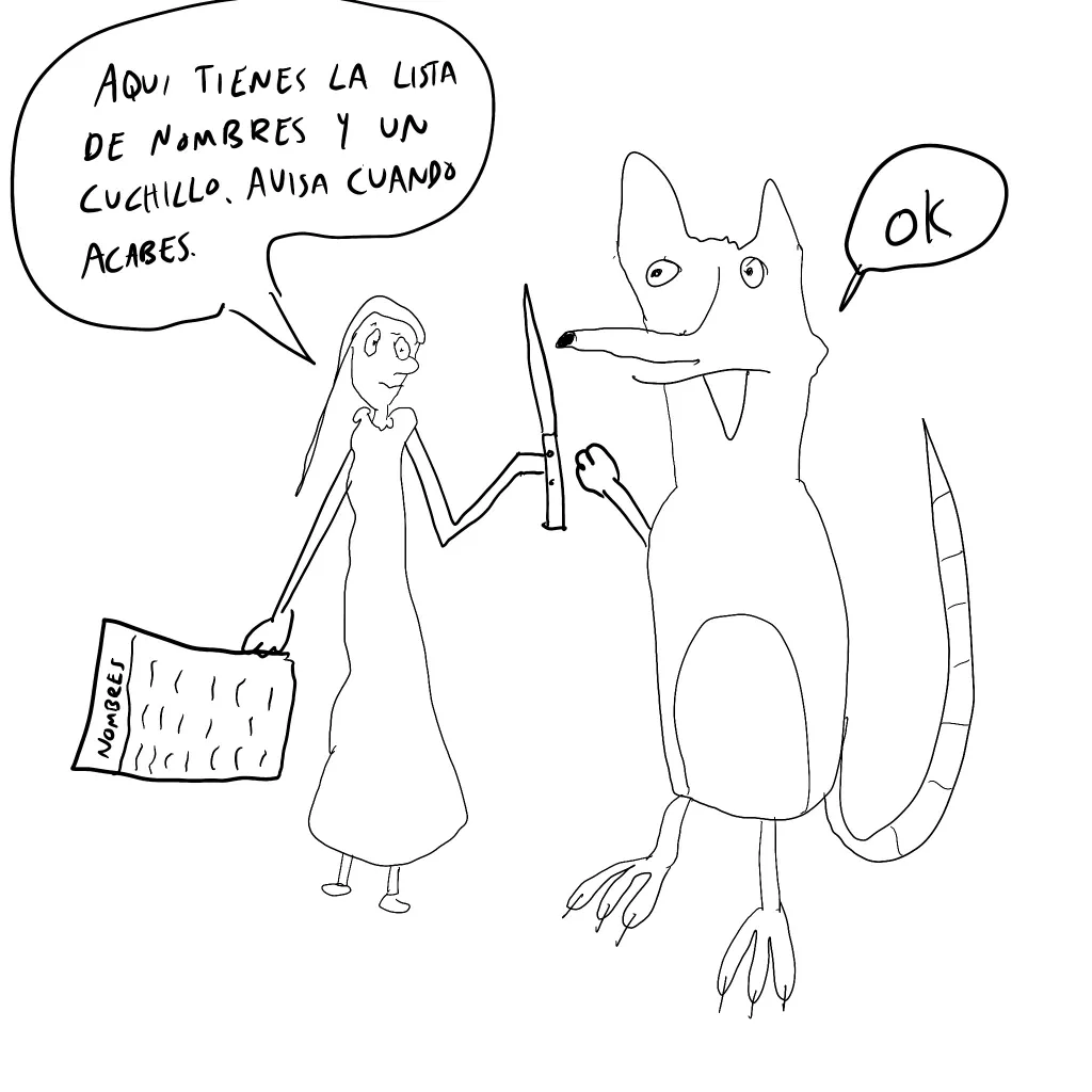 listado y cuchillo